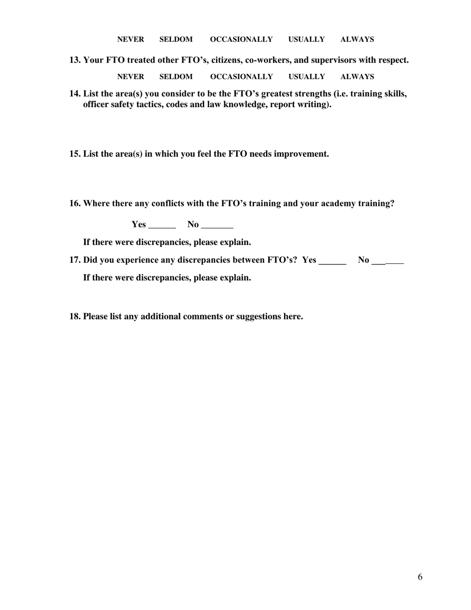 Critique Form - Field Training Program - City of Davis, California, Page 6