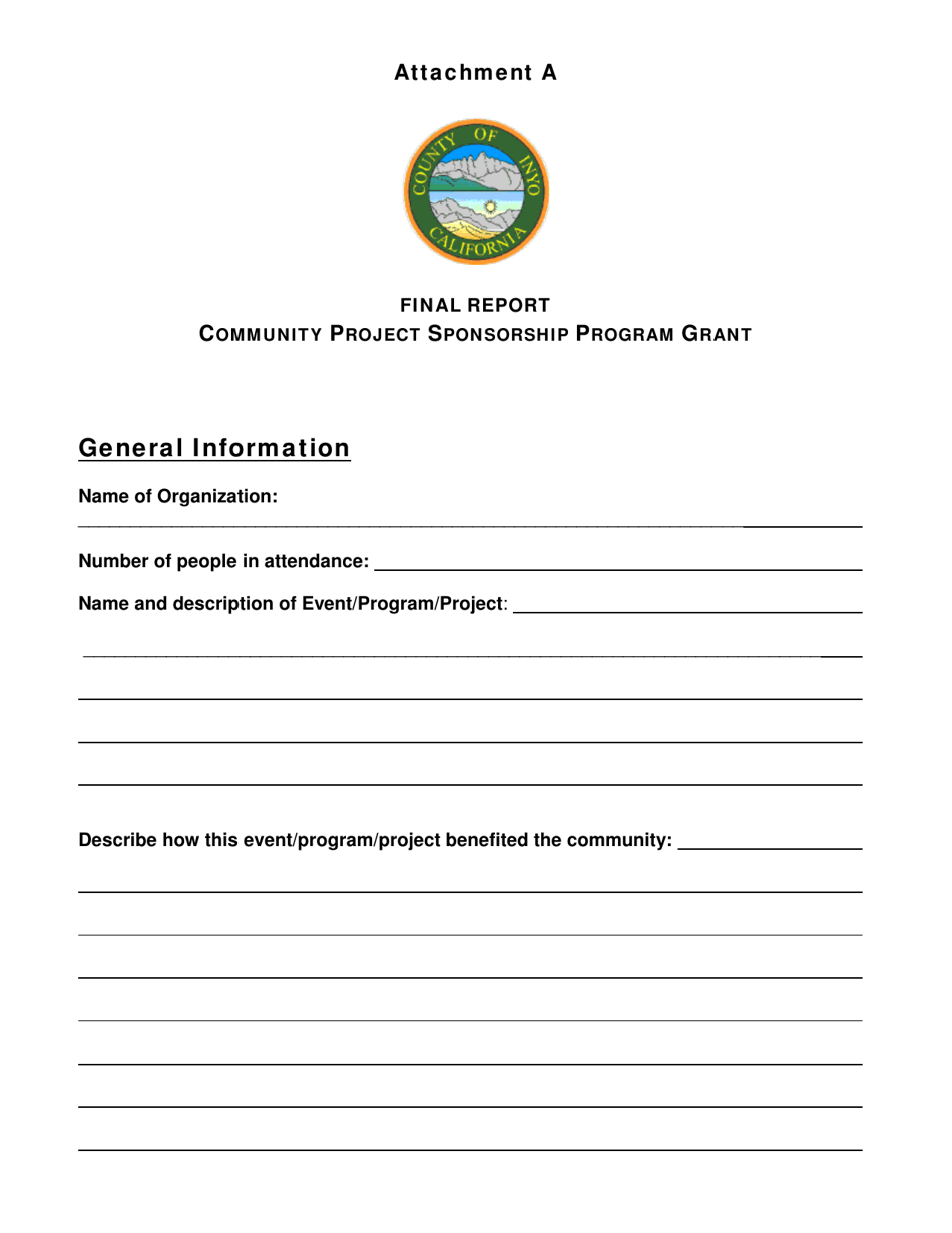 Attachment A Final Report - Community Project Sponsorship Program Grant - Inyo County, California, Page 1
