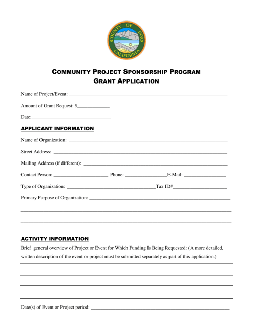 Grant Application - Community Project Sponsorship Program - Inyo County, California