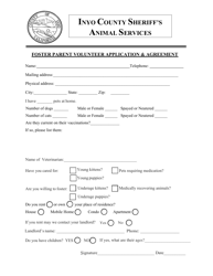 Foster Parent Volunteer Application &amp; Agreement - Animal Foster Care Program - Inyo County, California, Page 3