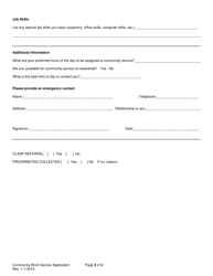 Application for Adult Community Work Service - Inyo County, California, Page 2