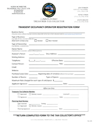 Document preview: Transient Occupancy Operator Registration Form - Inyo County, California