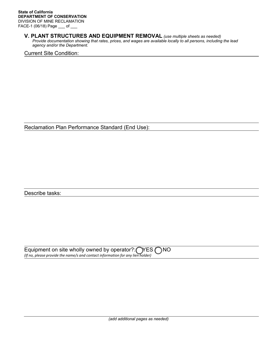Form FACE-1 Financial Assurance Cost Estimate - California, Page 4