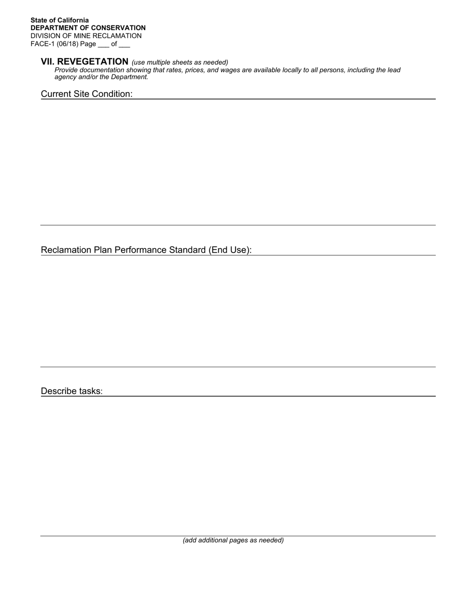 Form FACE-1 Financial Assurance Cost Estimate - California, Page 8