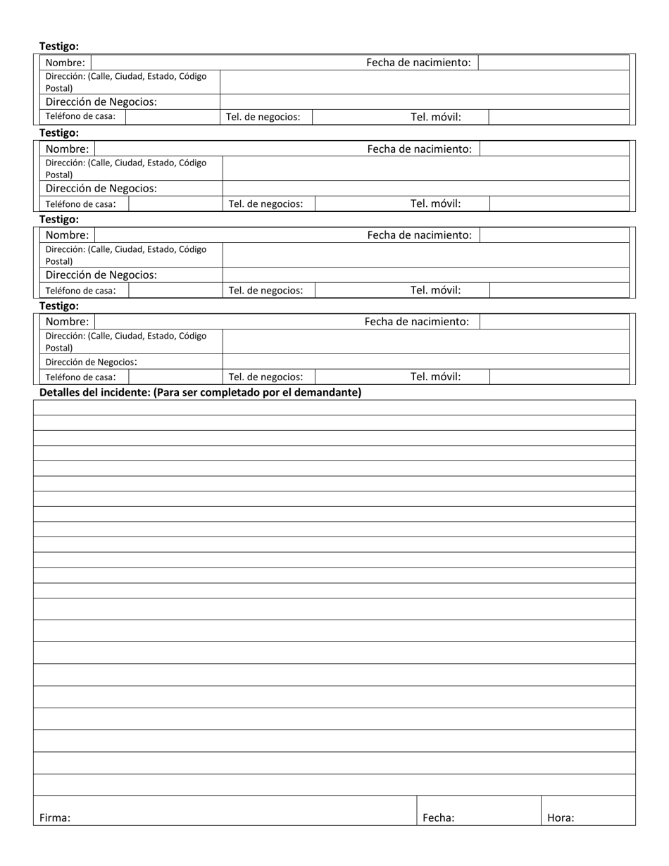 Formulario De Queja Del Ciudadanos - Inyo County, California (Spanish), Page 2