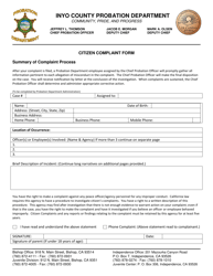 Document preview: Citizen Complaint Form - Inyo County, California