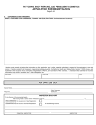 Tattooing, Body Piercing, and Permanent Cosmetics Application for Registration - Inyo County, California, Page 2