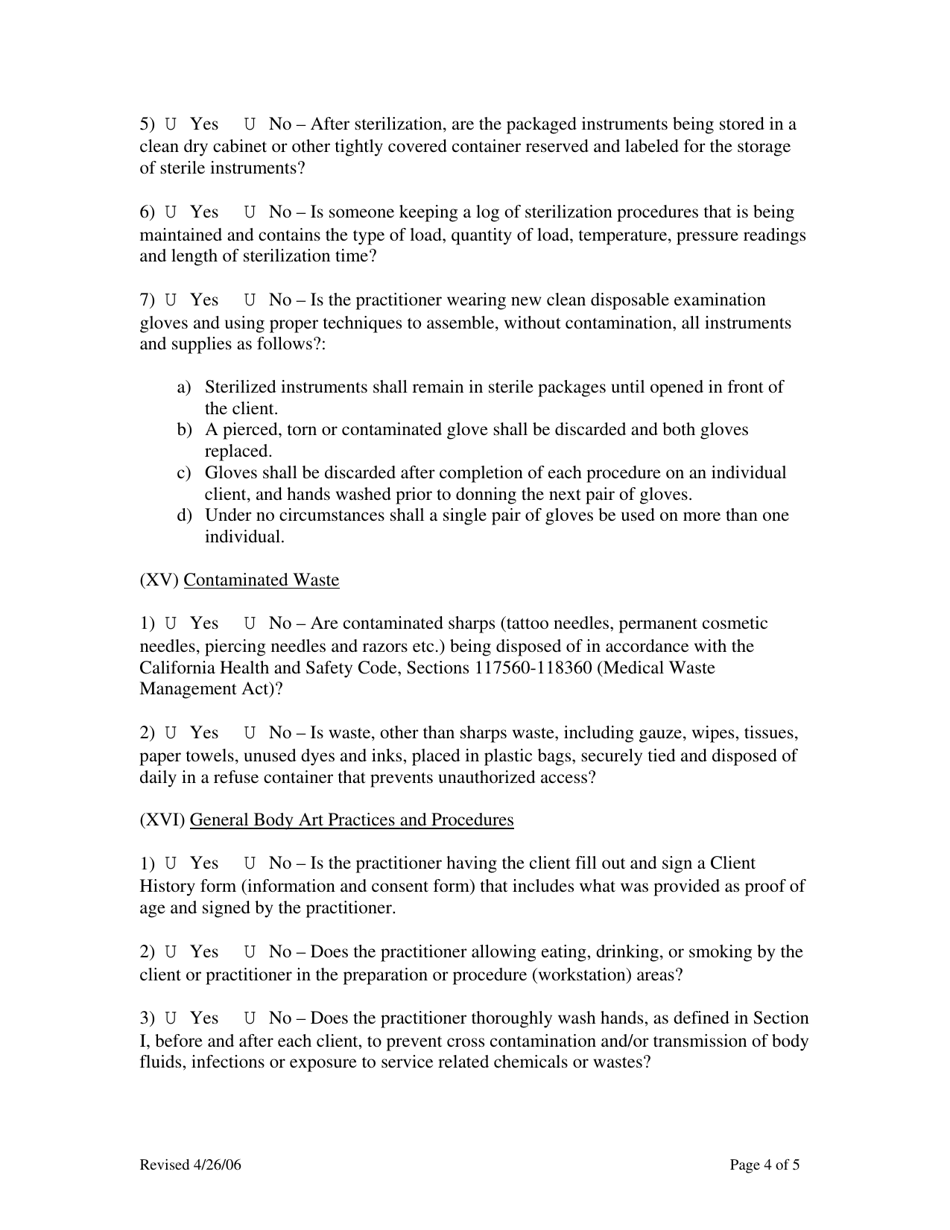 Body Art Exposure Control Plan - Inyo County, California, Page 4