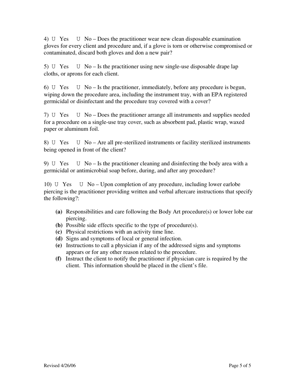 Body Art Exposure Control Plan - Inyo County, California, Page 5