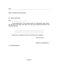 Exhibit 9 &quot;Safety Data Sheet Request Form&quot; - Inyo County, California
