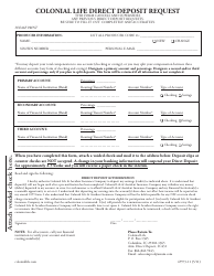 Document preview: Direct Deposit Request Form - Colonial Life