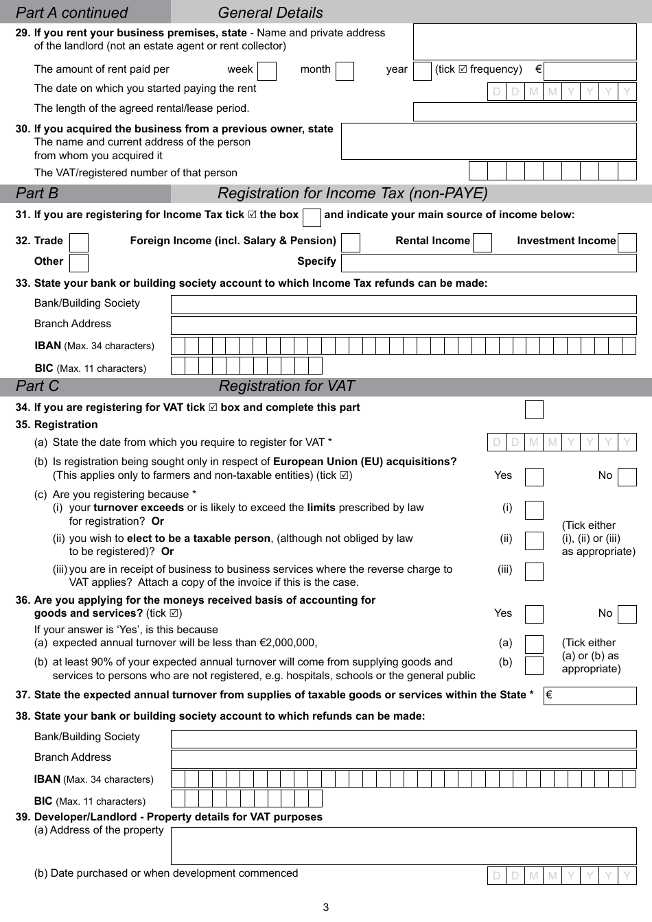 Form TR1 Tax Registration - Ireland, Page 3