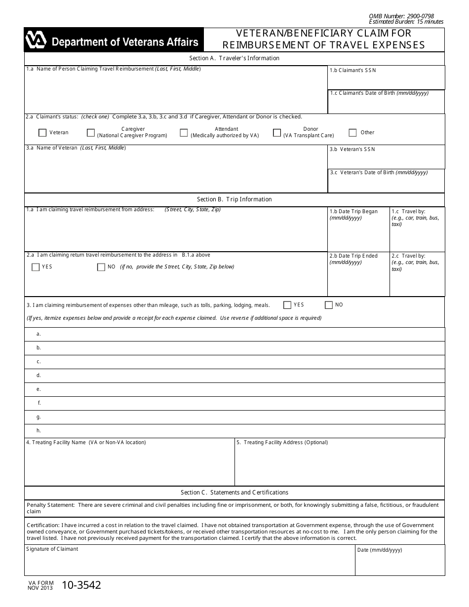 Form 10-3542 - Fill Out, Sign Online and Download Fillable PDF ...