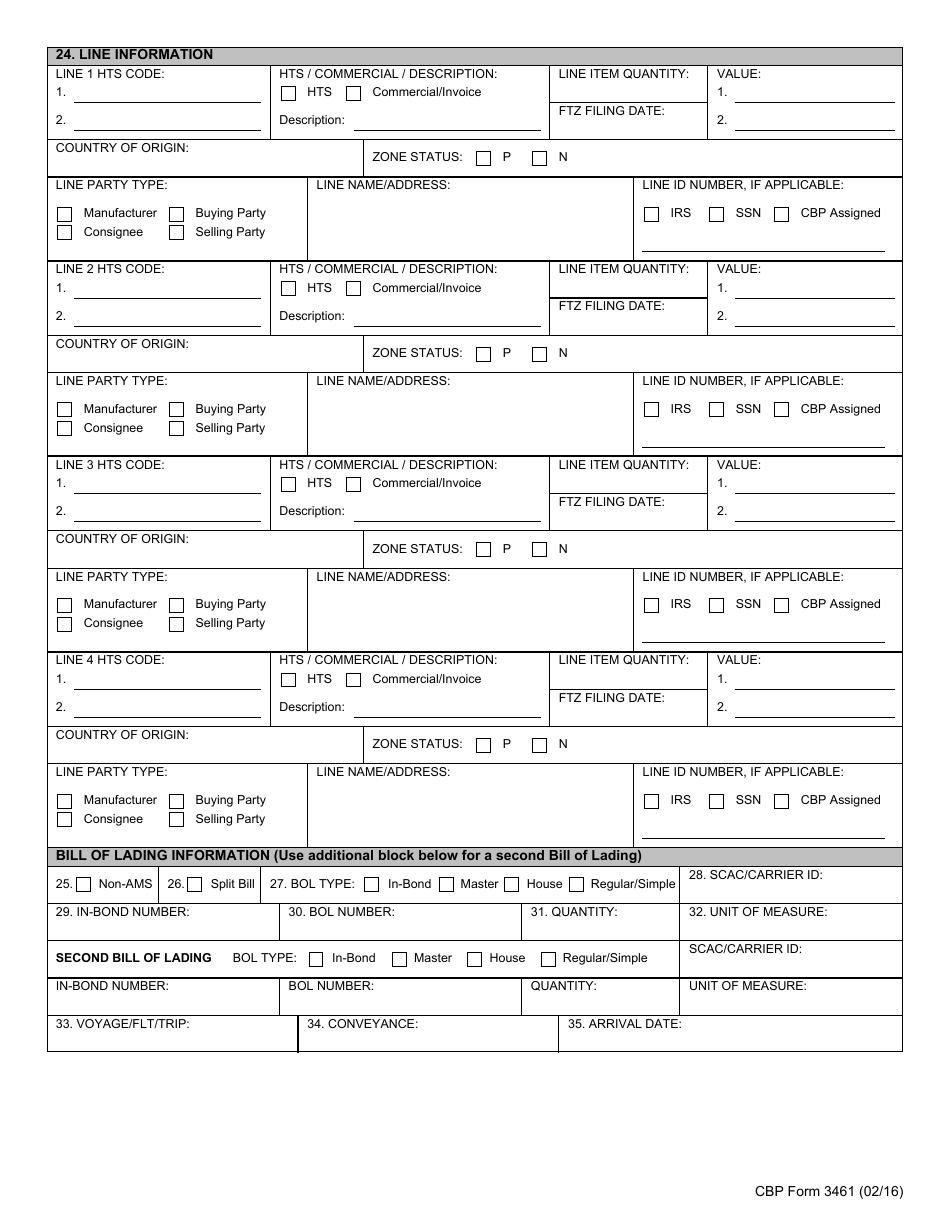 CBP Form 3461 - Fill Out, Sign Online and Download Fillable PDF ...