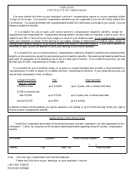 Form LWC-WC-1025.EE &quot;Employee Certificate of Compliance&quot; - Louisiana