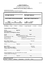 FA Form NO. 79 &quot;Passport Application Form - Philippine Embassy Kuala Lumpur&quot; - Philippines