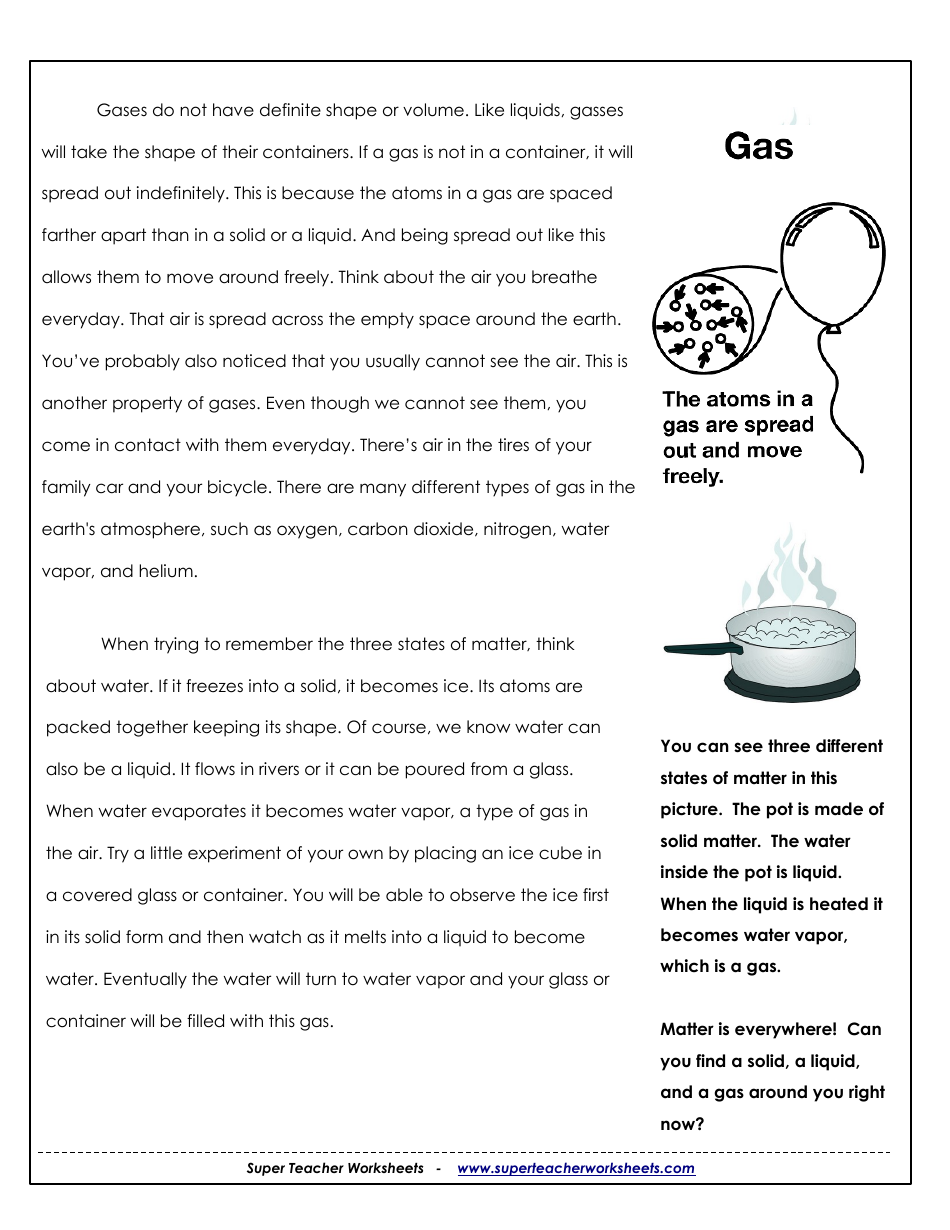 The Three States of Matter Physics Worksheet With Answer Key - Super Teacher Worksheets, Page 2