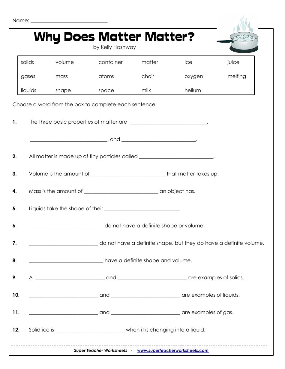 The Three States of Matter Physics Worksheet With Answer Key - Super Teacher Worksheets, Page 3