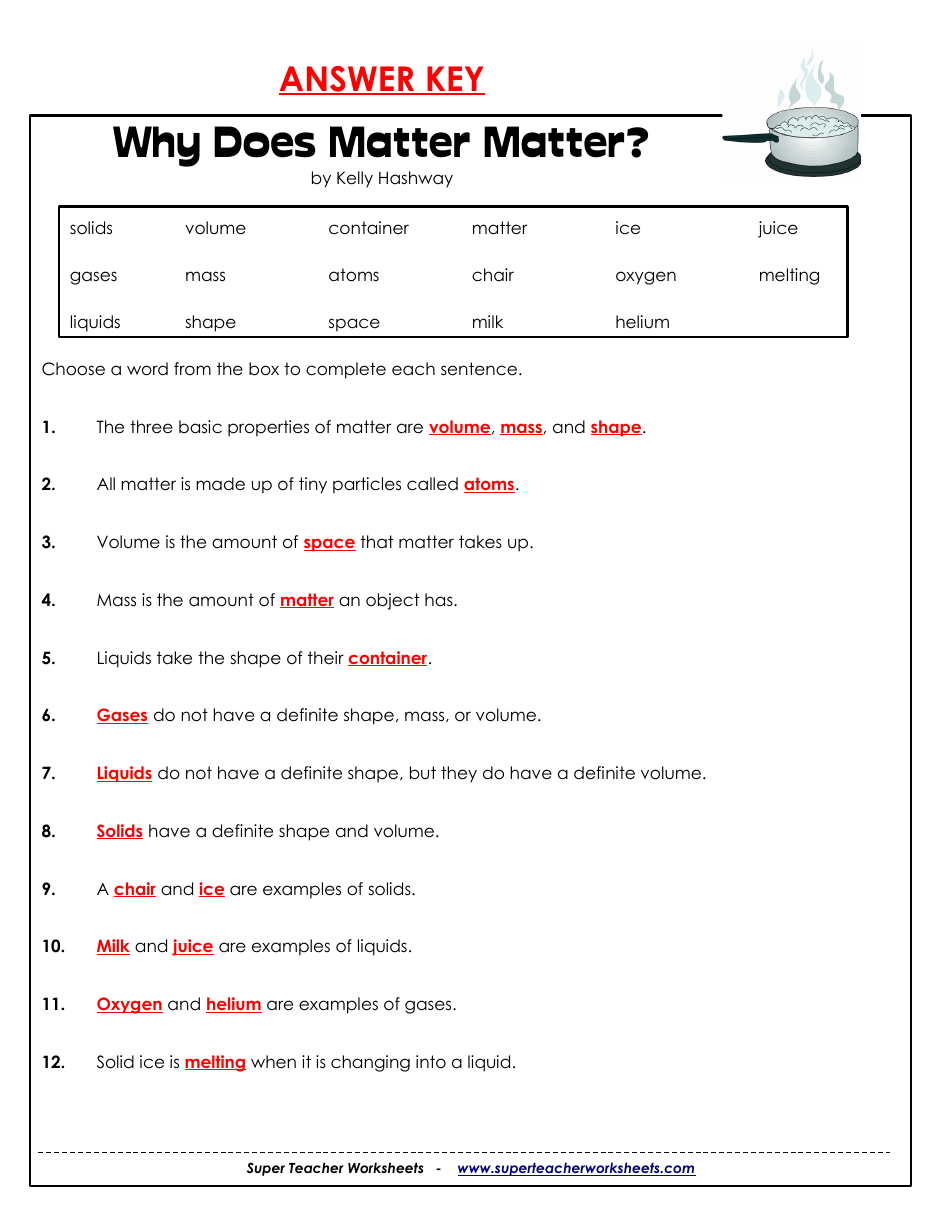 The Three States of Matter Physics Worksheet With Answer Key - Super Teacher Worksheets, Page 4