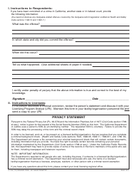 Form LIC508 Criminal Record Statement - California, Page 2