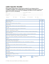 Document preview: Ladder Inspection Checklist Template - Public Services Health and Safety Association