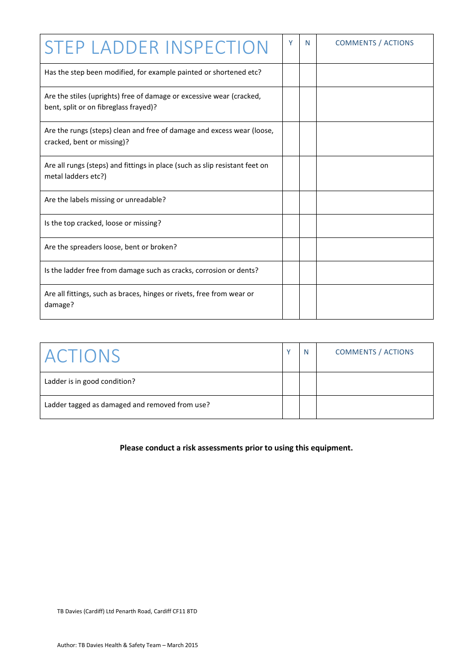 Stepladder Inspection Checklist Template - Fill Out, Sign Online and ...