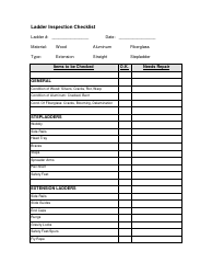 Document preview: Ladder Inspection Checklist Template