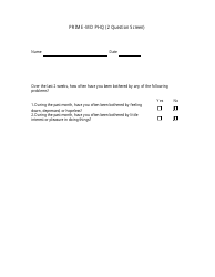 Document preview: Prime-Md Phq Form (2 Question Screen)