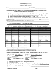 Document preview: Student Health Record - Becker College