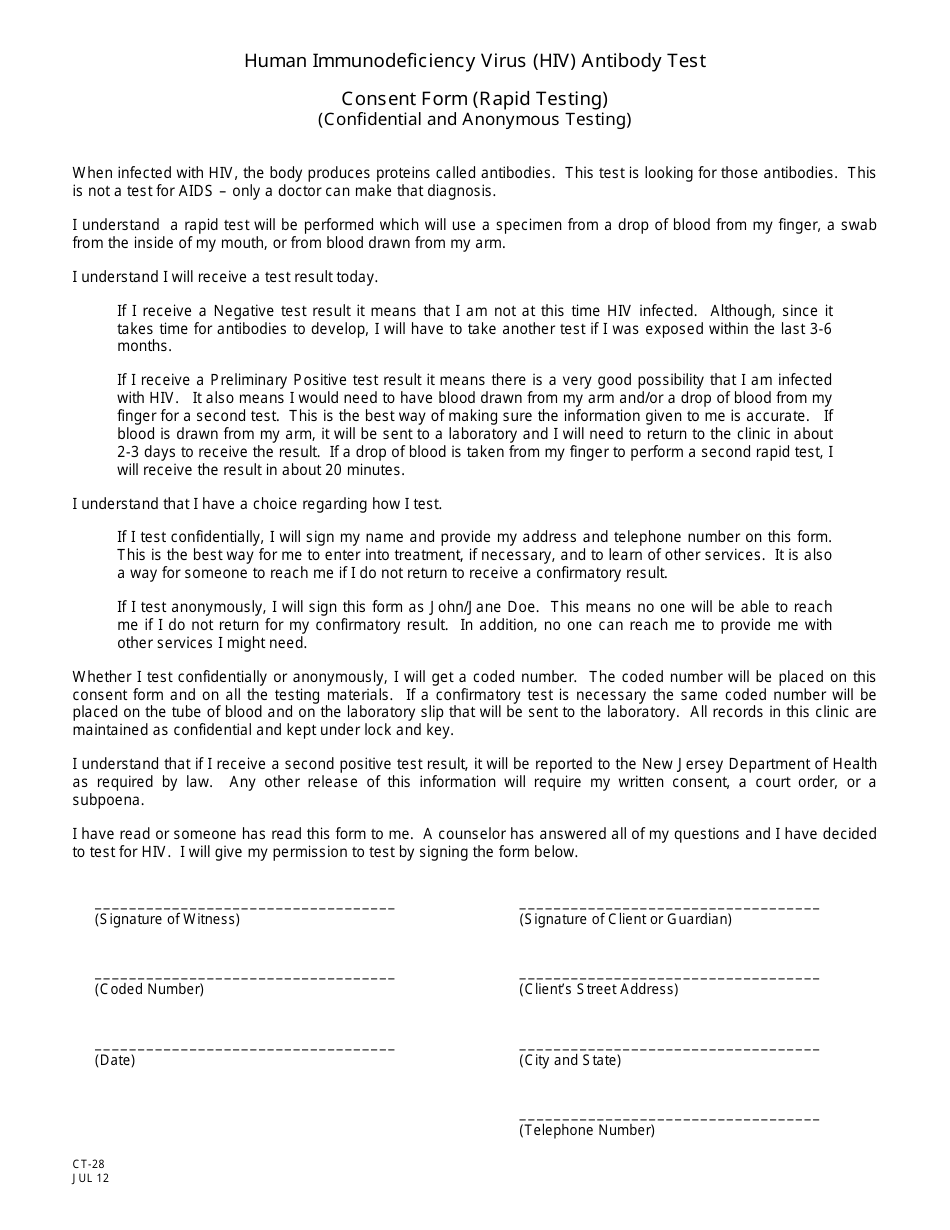 form ct 28 download printable pdf or fill online hiv