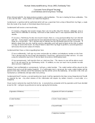 Form CT-28 &quot;HIV Consent (Rapid Testing) - Confidential and Anonymous Testing&quot; - New Jersey