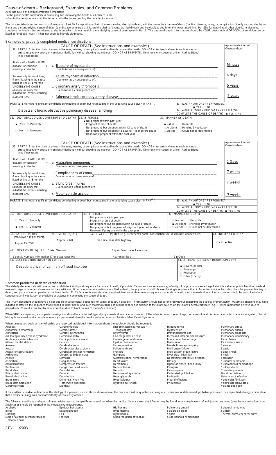 U.S. Standard Certificate of Death, Page 3