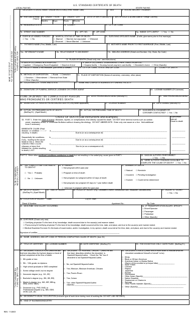 U.S. Standard Certificate of Death