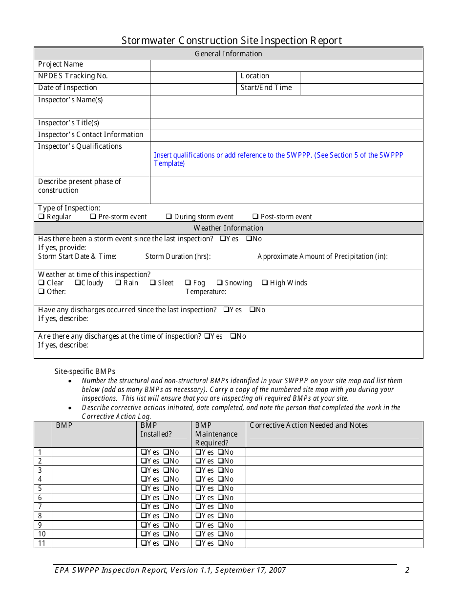 Appendix B Stormwater Construction Site Inspection Report, Page 2