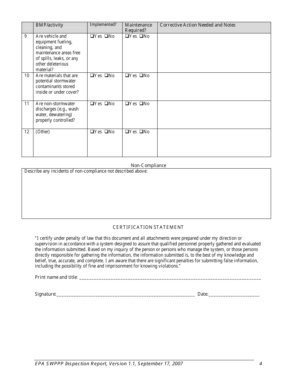 Appendix B Stormwater Construction Site Inspection Report, Page 4