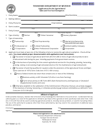 Form RV-F1308401 Application for the Agricultural Sales and Use Tax Exemption - Tennessee