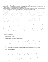 Form RV-F1308401 Application for the Agricultural Sales and Use Tax Exemption - Tennessee, Page 2