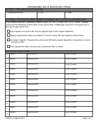 ADPO Form R-3 Ceremonial Rifle Inventory Form