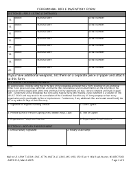 ADPO Form R-3 Ceremonial Rifle Inventory Form, Page 2