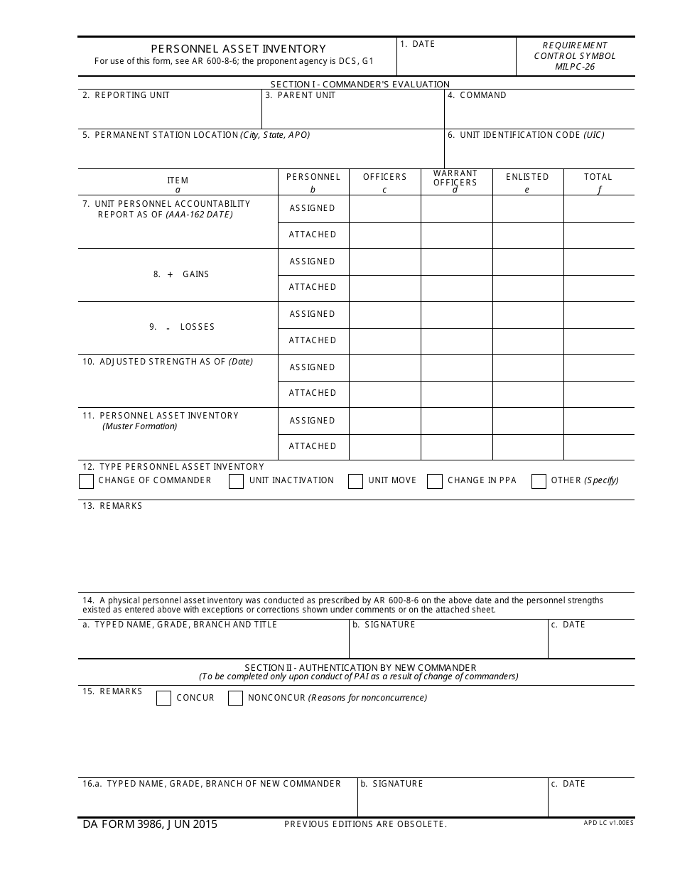 DA Form 3986 - Fill Out, Sign Online and Download Fillable PDF ...