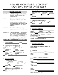 Security Incident Report Form - New Mexico