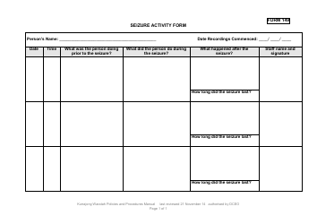 Seizure Observation Log Download Printable PDF | Templateroller