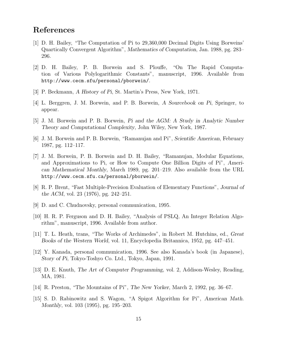 The Quest for Pi - David H. Bailey, Jonathan M. Borwein, Peter B. Borwein and Simon Plouffe, Page 15