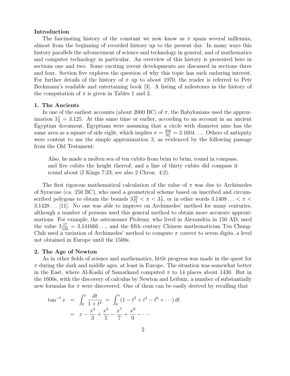 The Quest for Pi - David H. Bailey, Jonathan M. Borwein, Peter B. Borwein and Simon Plouffe, Page 2