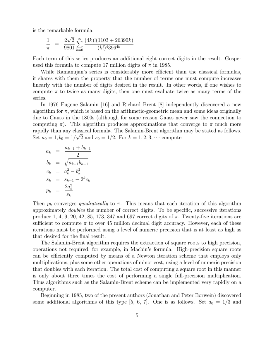 The Quest for Pi - David H. Bailey, Jonathan M. Borwein, Peter B. Borwein and Simon Plouffe, Page 5