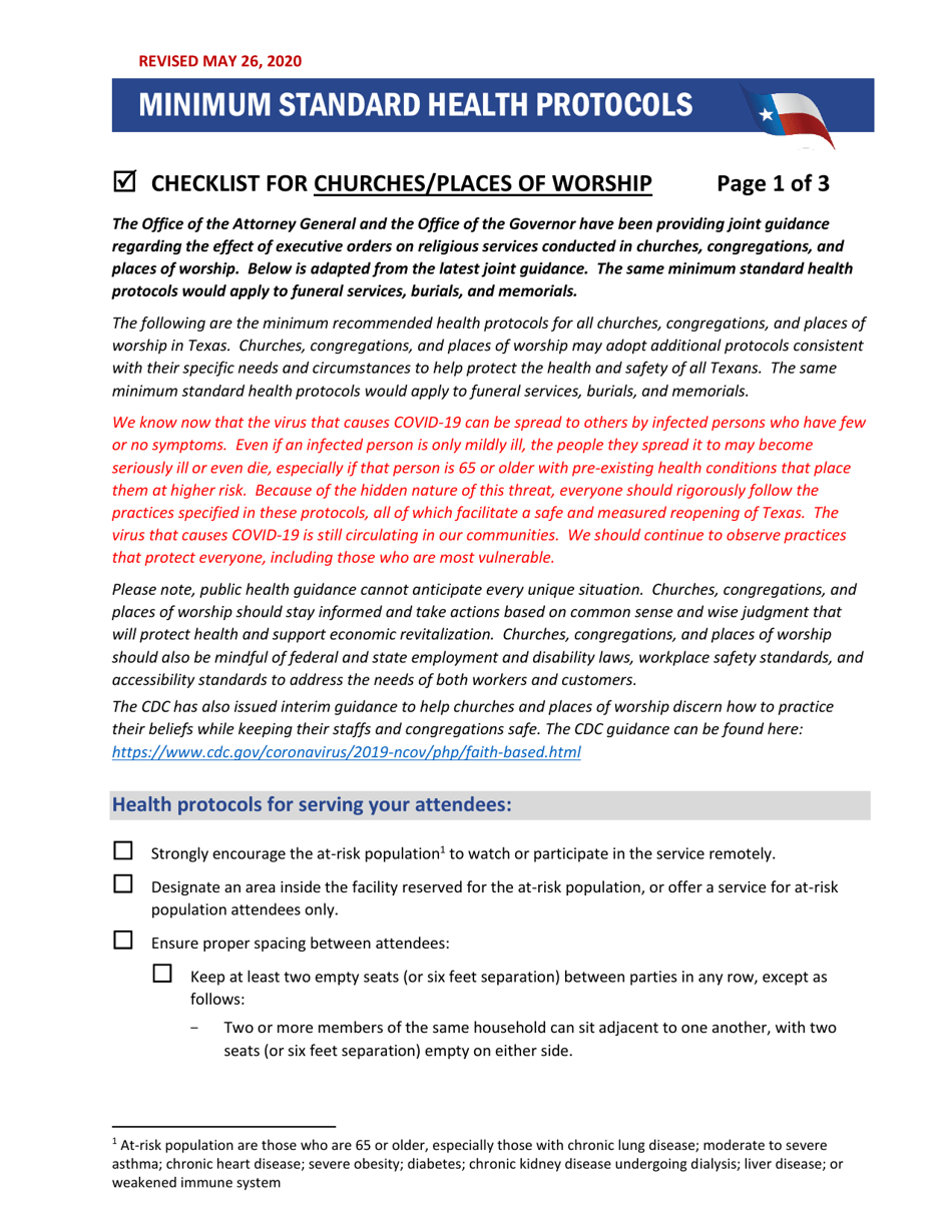 Texas Checklist for Churches/Places of Worship - Fill Out, Sign Online ...