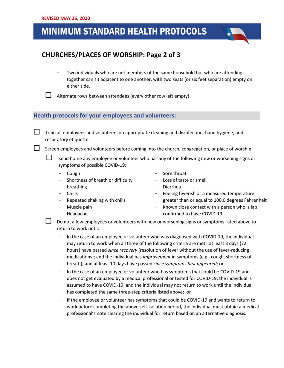 Checklist for Churches / Places of Worship - Texas, Page 2