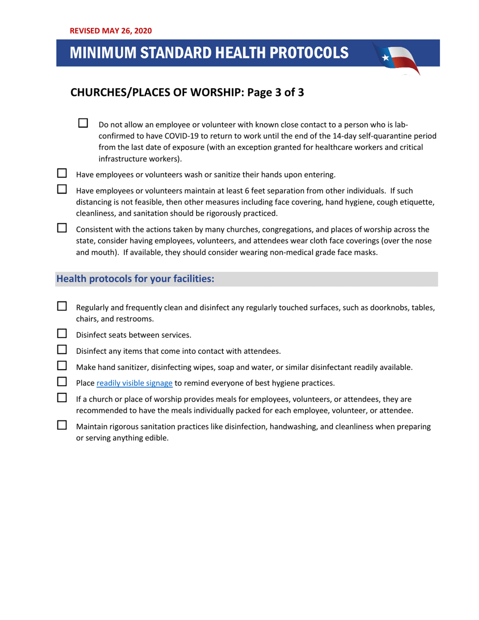 Checklist for Churches / Places of Worship - Texas, Page 3