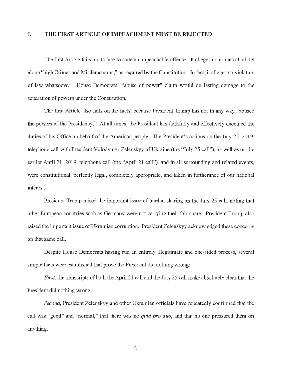 Answer of President Donald J. Trump, Page 3