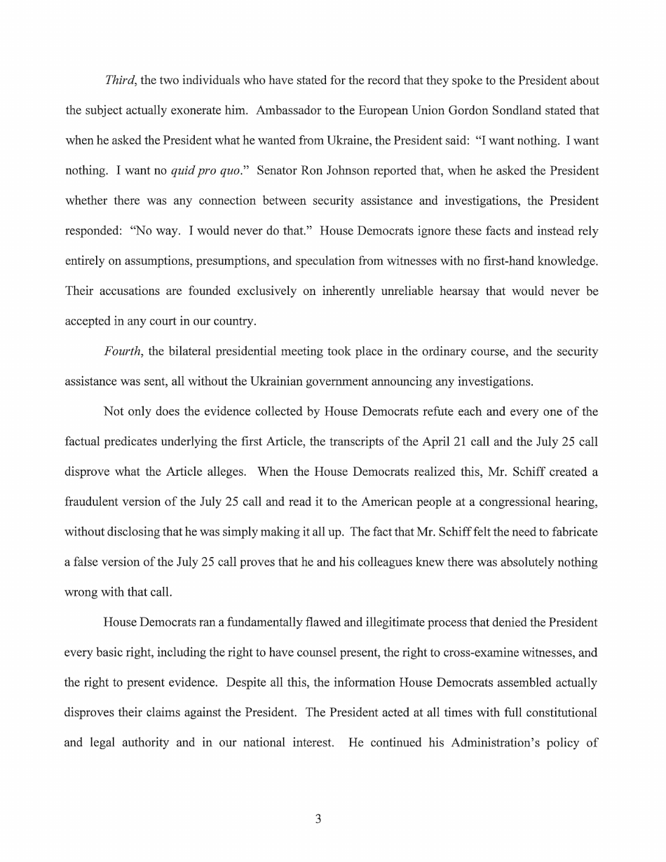 Answer of President Donald J. Trump, Page 4